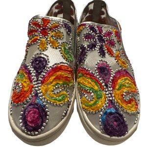 Wanted Red and Orange Slip-On Sneakers Vibrant Canvas Design